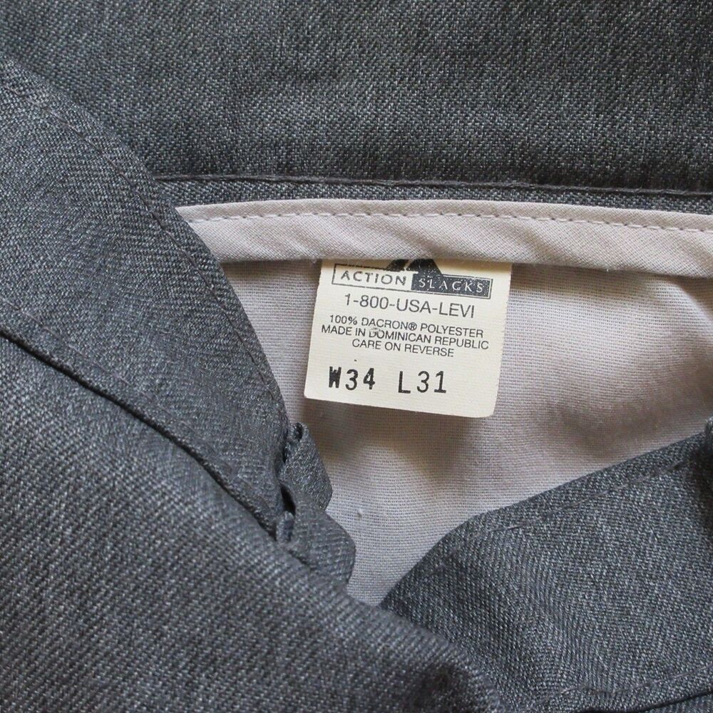 Levi's Action Slacks Gray Vintage 90s 34x31 Dacron Po… - Gem